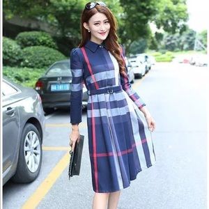 Burberry style plaid dress women medium